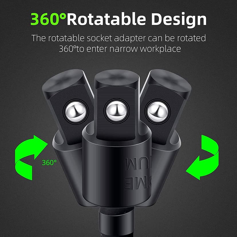 Right Angle Drill Adaptor,4-in-1 Impact Drill Bit Extension,360° Rotatable 1/4 3/8 1/2" Impact Grade Socket Adapter Set,105 Degree Angle Screwdriver Drill Bit for Household Workplace Industry