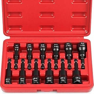 12-Piece Magnetic Nut Driver Set - Premium Impact Power Hex Nut Driver Drill Bit Master Kit, SAE & Metric, 1/4-Inch Quick-Change
