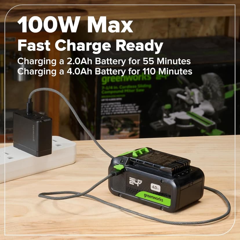 Greenworks 24V Cordless Brushless 400 in-lbs Drill/Driver+1950 in-lbs Impact Driver Combo,High Torque, Lightweight, (2) 2.0Ah USB-C Batteries(12,000mAh Power Bank) and 65W USB-C Fast Charger(3-Port)