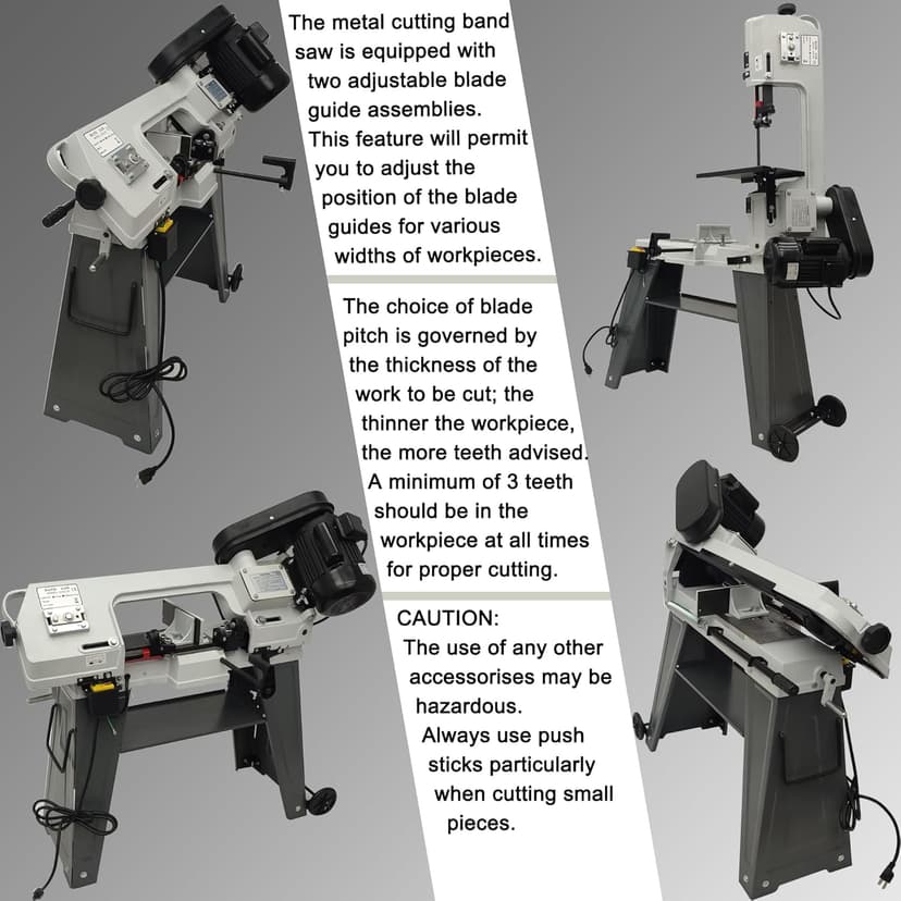 110V Horizontal Vertical Bandsaw 1/2HP 420W Bench Top Metal Cutting Bandsaw Machine with 100x150mm Cutting Capacity Tilting Vise 0-45° Casters Work Light for Metal & Non-Metallic Materials