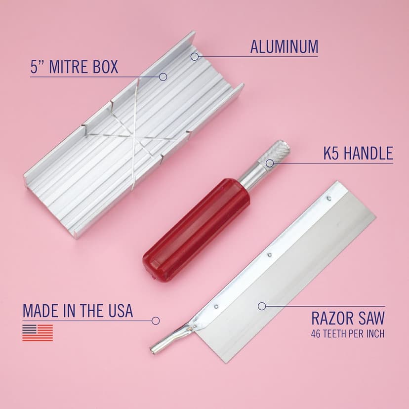 Excel Blades 6-Inch Metal Mitre Box Set – Aluminum & Steel Precision Cutting Tool with K5 Handle & Razor Pull Saw for Wood, Plastic & Soft Metals – 45° & 90° Cutting Angles, Made in USA
