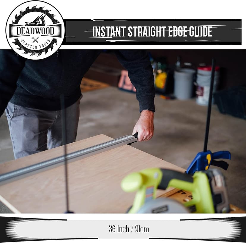 DCT Aluminum Pro Grip Clamp Straight Edge Wood Cutting Table Saw Guide, 36in / 91cm – Circular, Rotary, Jig, Router Silver