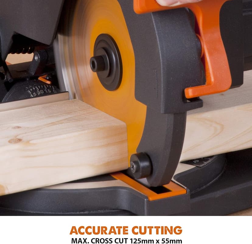 Evolution Power Tools R210CMS Compound Miter Saw, 8-1/4" Multi-Material Cutting TCT Blade Included Cuts Wood Metal Plastic & More, 45° - 45° Degree Miter & 45˚ Degree Bevel Angles, 1200W, 8-1/4"
