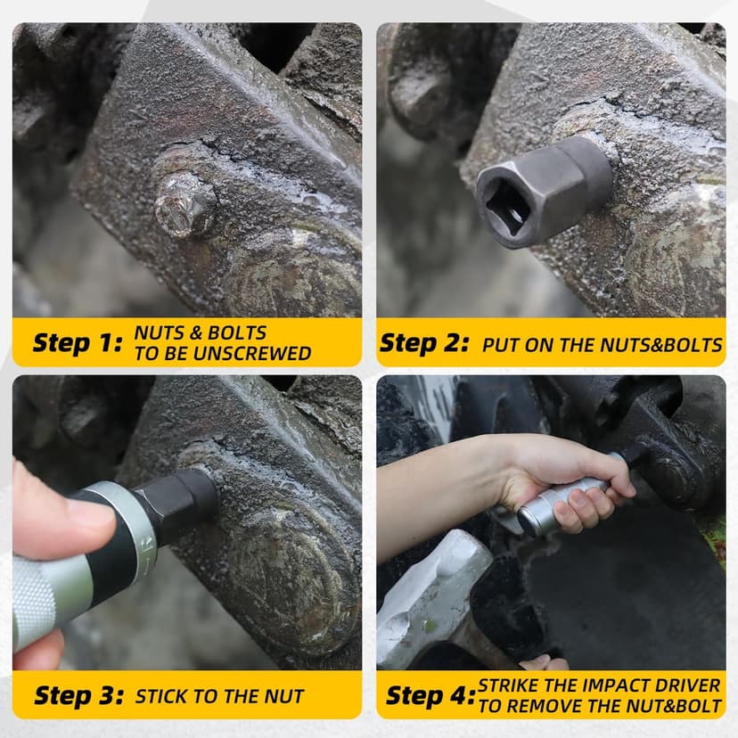 AKM 3/8" Impact Driver Master Screw and Bolt Extractor Set - 21 PCS Hand Manual Reversible Impact Screwdriver S2 Steel for Disengaging Rusted Fasteners or Frozen Bolts