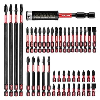 Impact Tough Magnetic Mixed 45Pack Insert Driver Bits, S2 Alloy Steel Screwdriver Power Bits Set with 1Pcs Impact Magnetic Bit Holder
