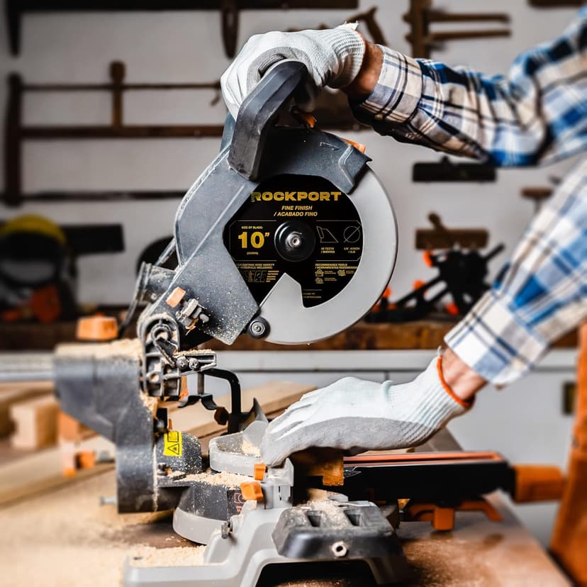 ROCKPORT Table Saw Blades 10 inch 60 Teeth - (1 Pack) 10" Table Saw Blades & 10 inch Miter Saw Blades, 5/8" Arbor, Multipupose Carbide Tip Circular Saw Blade for Fine Finish Cutting of Wood & Laminate