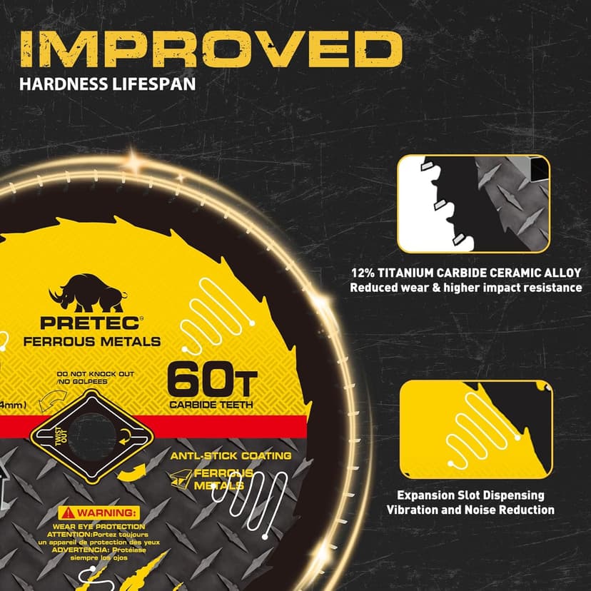 12BLADEST Blade for Cutting Mild Steel with 1" Arbor, for Circular and Chop Saws, No Heat, No Burrs & Virtually No Sparks, Carbide-Tipped TCT Blade for Cold Metal Cutting,12-Inch x 60-Tooth