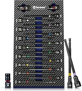 6“ Long Impact Nut Driver Set, 18pcs Color Coded Extra Long Nut Drivers Set,Metric&SAE Magnetic Nut Drivers Set for for 1/4" Impact Shank Drivers&Drills with 1/2"&3/8" Impact Wrench Adapters