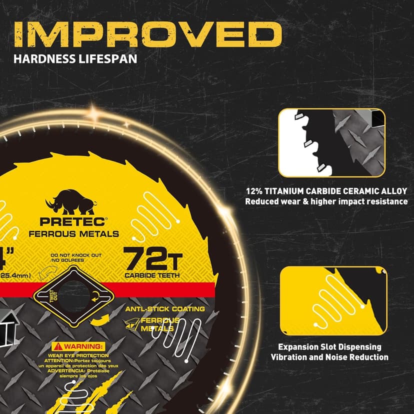 14BLADEST Blade for Cutting Mild Steel with 1" Arbor, for Circular and Chop Saws, No Heat, No Burrs & Virtually No Sparks, Carbide-Tipped TCT Blade for Cold Metal Cutting,14-Inch x 72-Tooth