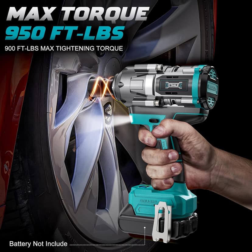 Cordless Impact Wrench 1/2 inch for Makita 18V Battery, 900Ft-lbs Brushless Electric Power Impact Driver Gun Tool, 2100RPM High Torque Impact Wrench with LED Work Light (Tool Only)