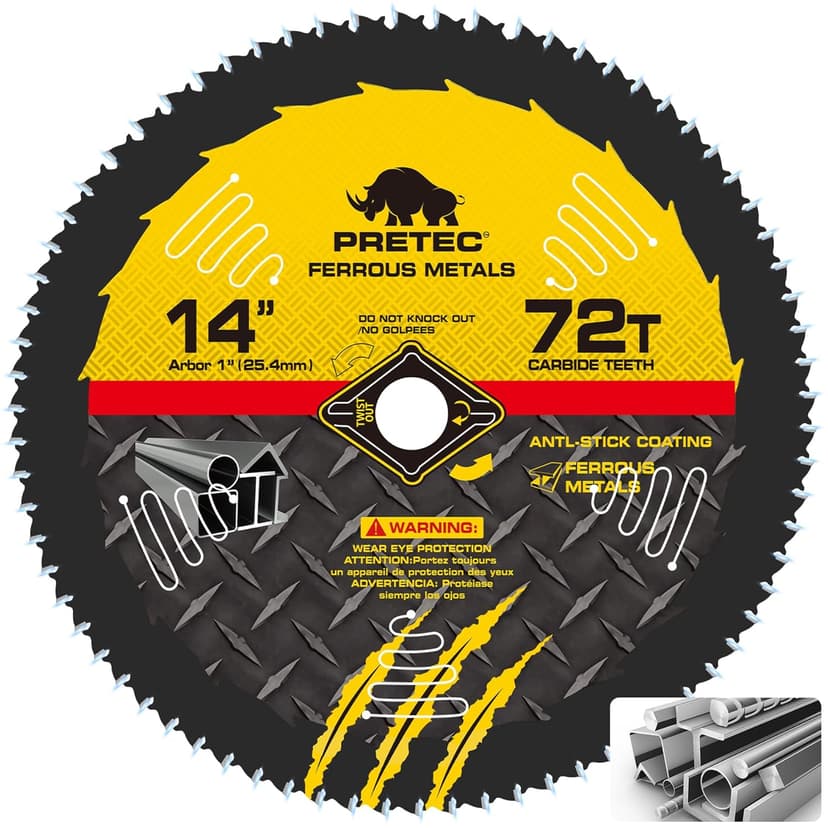 14BLADEST Blade for Cutting Mild Steel with 1" Arbor, for Circular and Chop Saws, No Heat, No Burrs & Virtually No Sparks, Carbide-Tipped TCT Blade for Cold Metal Cutting,14-Inch x 72-Tooth