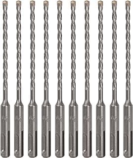 10-Pack SDS Plus 3/16" x 6" Rotary Hammer Drill Bits, Carbide Tipped for Brick, Stone and Concrete