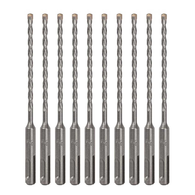 10-Pack SDS Plus 3/16" x 6" Rotary Hammer Drill Bits, Carbide Tipped for Brick, Stone and Concrete