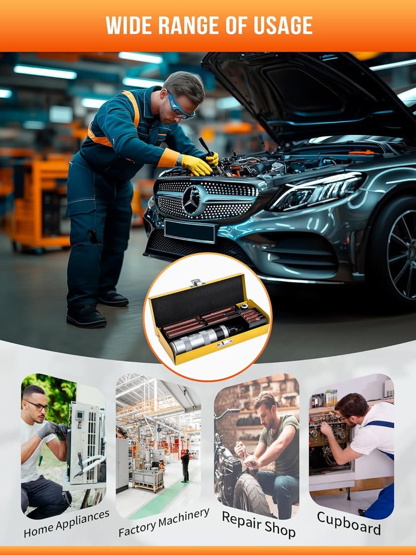 AKM 1/2" Hand Manual Reversible Impact Driver Set Extractor-12 PCS Impact Screwdriver S2 Steel Much More Durable Disengage Rusted Fasteners or Frozen Bolts