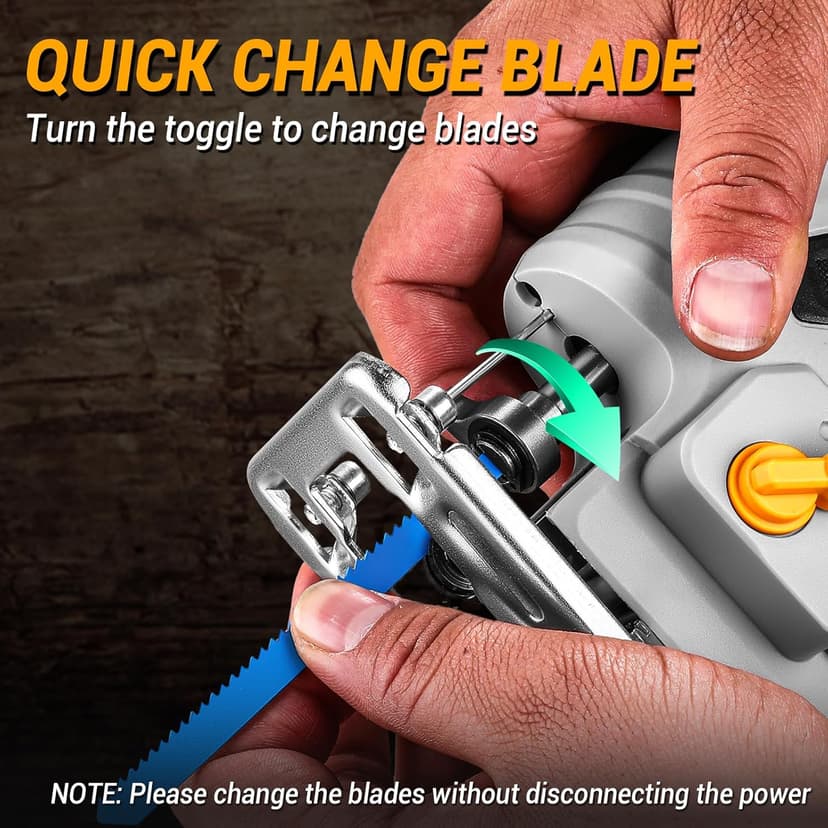 Jig Saw Corded: DEKOPRO Electric Jigsaw Tool Power Jig Saws for Woodworking, Wood Cutter Hand Tool with 6 Variable Speed, 4 Orbital Settings, ±45° Bevel Cutting, Tool-less Blade Quick Release