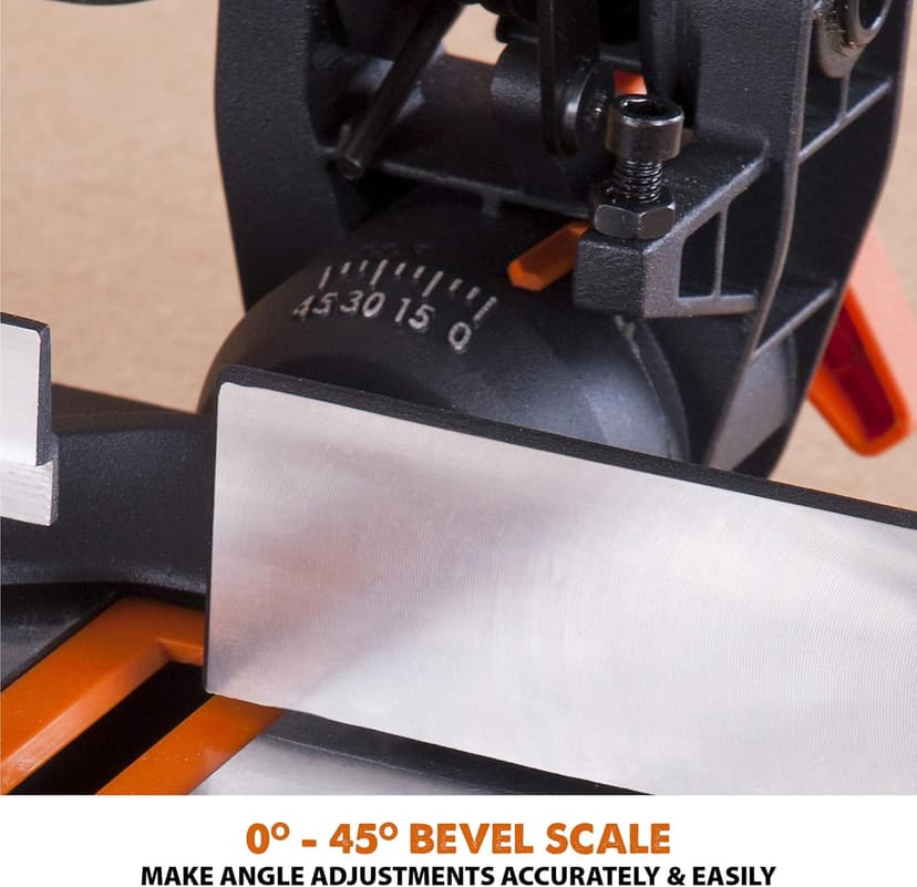 Evolution Power Tools R210CMS Compound Miter Saw, 8-1/4" Multi-Material Cutting TCT Blade Included Cuts Wood Metal Plastic & More, 45° - 45° Degree Miter & 45˚ Degree Bevel Angles, 1200W, 8-1/4"