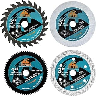 3 Inch Circular Saw Blade Set 4pcs for Cutting Tile Glass Soft Metal Wood Plastic Diamond Disc