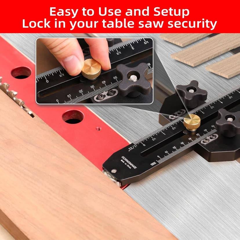Thin Rip Jig Table Saw Jig Guide for Making Repetitive Narrow Thin Strip Cuts Woodworking Tools Fast Thin Ripping Guide for Table Saw Band Saw Router Table Fits for 3/8" x 3/4" T Slot