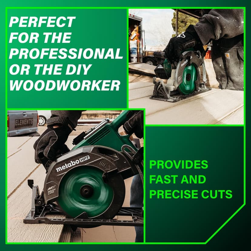 Metabo HPT 36V MultiVolt 7-1/4 Inch Rear Handle Circular Saw, Cordless Circular Saw with 36V Battery, Lightweight Design, 53° Bevel Capacity, Brushless Motor, Electric Brake, C3607DWA