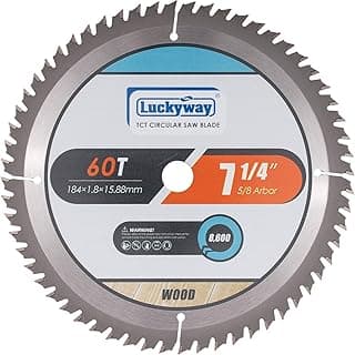 Luckyway 7-1/4 Inch Circular Saw Blade 60T Finish with 5/8 Inch Arbor TCT (Tungsten Carbide Tipped) Saw Blade for Cutting Wood