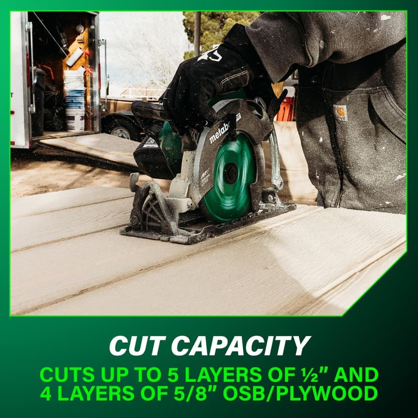 Metabo HPT 36V MultiVolt 7-1/4 Inch Rear Handle Circular Saw, Cordless Circular Saw with 36V Battery, Lightweight Design, 53° Bevel Capacity, Brushless Motor, Electric Brake, C3607DWA