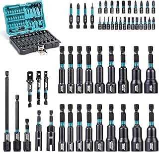 LIBRATON 54PCS Magnetic Nut Driver Set, Impact Drill Driver Bit 1/4", Metric & SAE Nut Drivers for Impact Drill, Socket Adapters, Screwdriver Bit, Quick-Release Extension, Wing Nut Driver, Storage Box