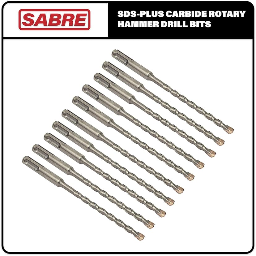 10-Pack 1/4 Inch x 6 Inch SDS Plus Rotary Hammer Drill Bits, Carbide Tipped for Brick, Stone and Concrete (1/4” x 4" x 6")