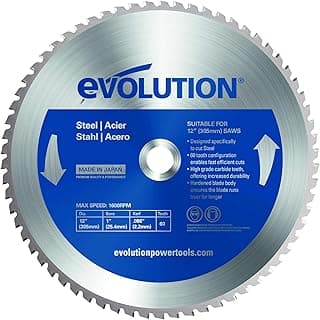 Evolution Power Tools, Professional Blade for Cutting Mild Steel and Ferrous Metal, TCT Saw Blade 10 Inch, Wen, Table Saw Accessories, 52-Teeth, 1 Inch Arbor, 10BLADEST, One Per Pack