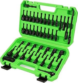 55-Piece Magnetic Nut Driver Set, Metric & SAE 1/4" Hex Shank, Impact Socket Adapters, Snappy Driver Bits, Drill Bit Extension, 14PCS Screwdriver Bit Set