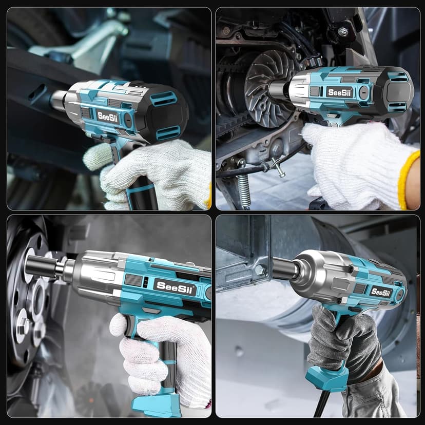 Seesii Electric Impact Wrench Corded, 368Ft-lbs(500N.m) Torque 1/2 inch Impact Gun with 8Amp Cord, 4 Sockets for Car Tire and Home DIY, AC500