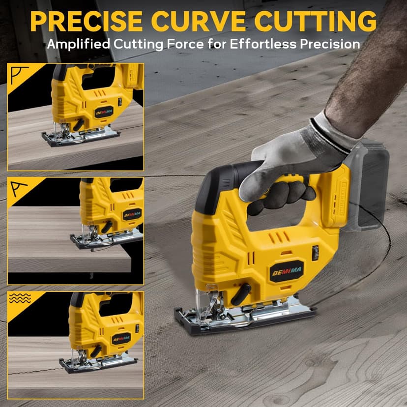 Cordless Jig Saw for De-Walt 20V Battery, 7 Speed Variable Up to 3200RPM, LED Light, 45° Bevel Cuts, 3 Orbital Motions, with Jig Saw Blade for Straight/Curve/Circle Cutting(Battery Not Include)