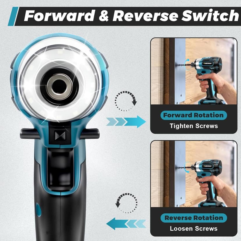 Impact Driver Kit,21V Max Torque 3095 In-lbs(350 N.m) Cordless Impact Driver Set with Two 2.0 Ah Battery, 1/4" Hex Chuck Power Impact Drill, 0-4000 RPM Variable Speed,10Pcs Bits,Toolboxes