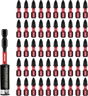 Impact Tough #2 Phillips 1 in. Insert Driver Bits,50Pack PH2 Screwdriver Bits Set with 1Pcs Impact Bit Holder,Bulk
