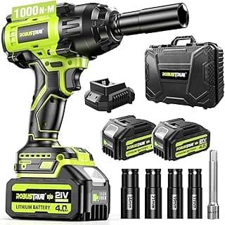 Cordless Impact Wrench 738ft-lbs (1000N.m), High Torque Brushless 1/2 Impact Gun, 2 x4.0Ah Battery 21V Max, Fast Charger, 4 Sockets, Impact Wrench for Home Car Tires Truck Mover