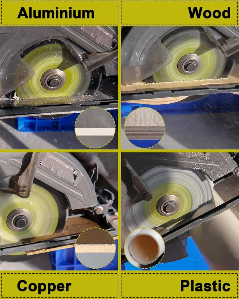 HSS Circular Saw Blade 5-1/2 Inch 130 Tooth SANLEETEK Cutting Plywood, OSB, Paneling, Vinyl Siding, Non-Ferrous Metals, Plastic, Copper, Aluminum with 5/8" Arbor, with 1/2" 3/8" Washer - 3 Pack