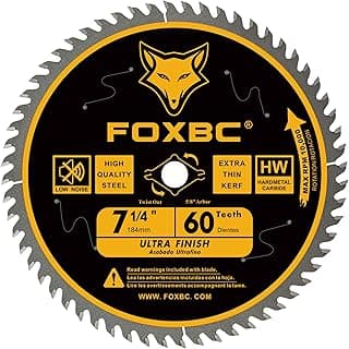 FOXBC 7-1/4" Circular Saw Blade Ultra Fine Finish 60-Tooth, Replacement for Freud Diablo D0760A D0760X, DeWalt DWA171460 Circular Saw Blade
