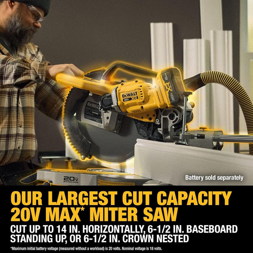 DEWALT 20V MAX XR 12 inch Double Bevel Sliding Miter Saw, Cordless, Tool Only (DCS785B)
