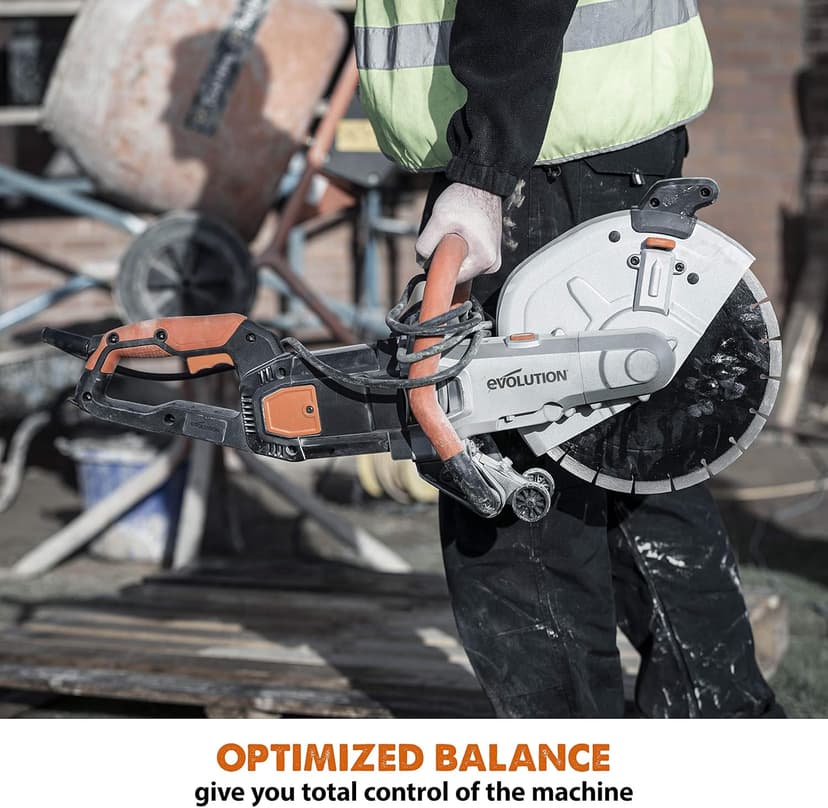 Evolution Power Tools R300DCT 12 inch Concrete Saw (Aka Circular Saw, Angle Grinder, Chop / Cut Off Saw, Demo Saw, Disc / Power Cutter) Electric Motor, No Gas - 4-1/2" Cut - Incl Diamond Masonry Blade