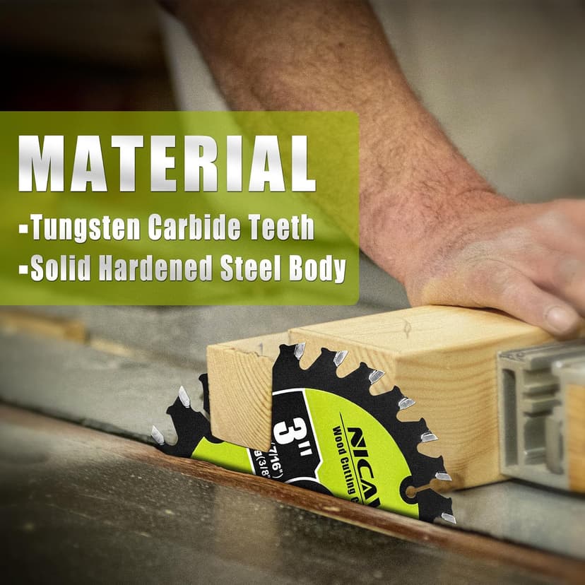 3Pack 3 Inch 24T Wood Cutting Circular Saw Blade for Woods, Plastic, PVC, Acrylic, Aluminum,7/16" Arbor TCT Saw Blade Compatible with All Dremel Saw-MAX, Ultra-Saws, RotoZip Saws,Dewalt Saws