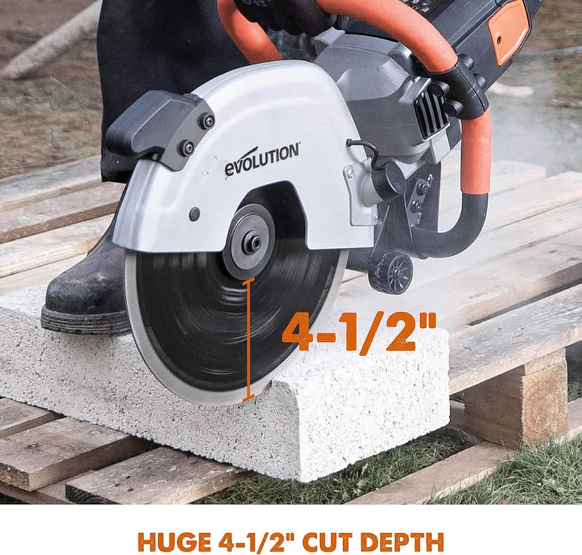 Evolution Power Tools R300DCT 12 inch Concrete Saw (Aka Circular Saw, Angle Grinder, Chop / Cut Off Saw, Demo Saw, Disc / Power Cutter) Electric Motor, No Gas - 4-1/2" Cut - Incl Diamond Masonry Blade