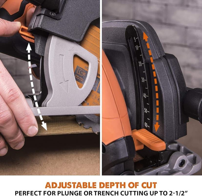 Evolution Power Tools R185CCS 7-1/4" TCT Multi-Material Cutting Circular Saw, 7-1/4", Orange