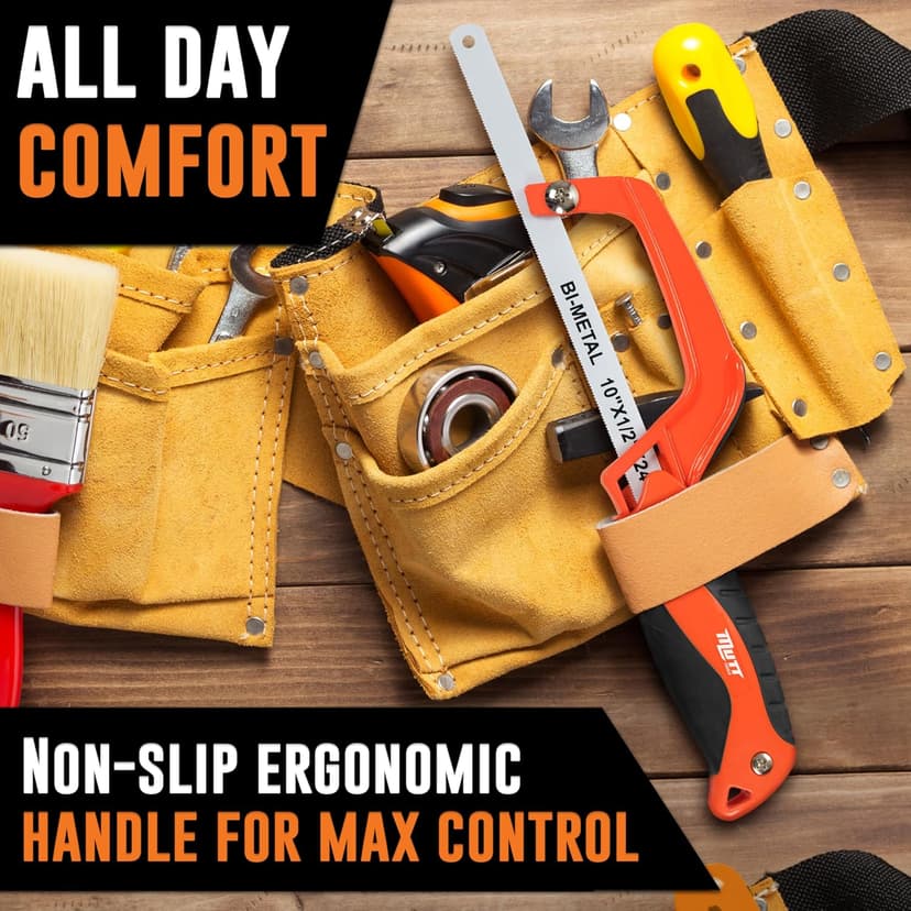 Mutt Tools Mini Hacksaw for Metal with 10-inch Bi-Metal Blade for Precision Cutting - Compatible with 10" and 12" Blades - Small Cutting Saw