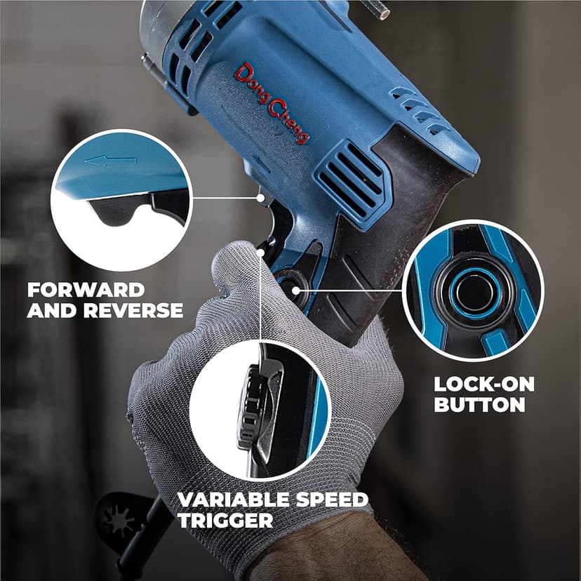 DongCheng Hammer Drill 6A,1/2 Inch Keyed Chuck, 0-3000 RPM/45000 BPM Impact Drill with 15PCS Drilling Bits for Brick Wall, Metal & Wood, DZJ05-13