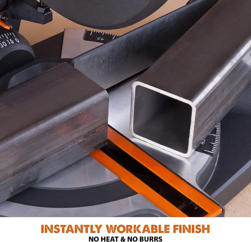 Evolution Power Tools R210CMS Compound Miter Saw, 8-1/4" Multi-Material Cutting TCT Blade Included Cuts Wood Metal Plastic & More, 45° - 45° Degree Miter & 45˚ Degree Bevel Angles, 1200W, 8-1/4"