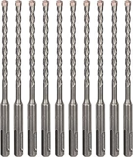 10-Pack 1/4 Inch x 6 Inch SDS Plus Rotary Hammer Drill Bits, Carbide Tipped for Brick, Stone and Concrete (1/4” x 4" x 6")