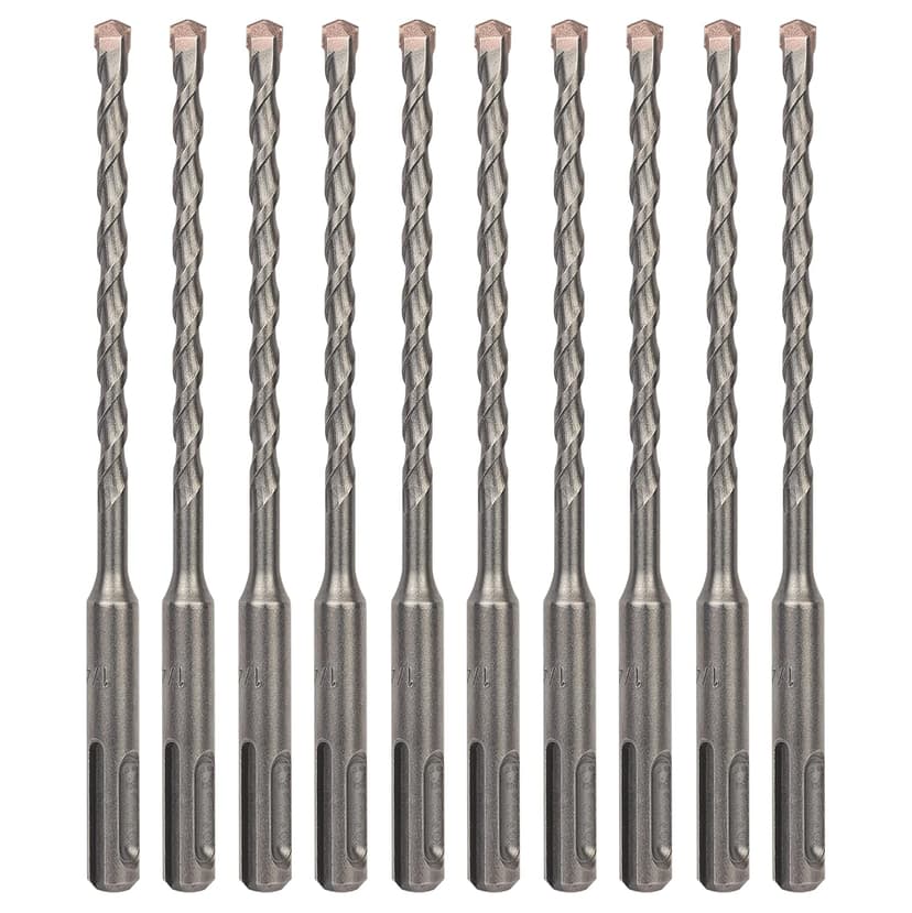 10-Pack 1/4 Inch x 6 Inch SDS Plus Rotary Hammer Drill Bits, Carbide Tipped for Brick, Stone and Concrete (1/4” x 4" x 6")