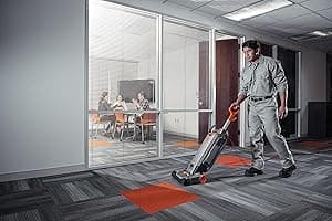 Hoover Commercial HushTone 13-Inch 2-Speed Upright Vacuum Cleaner with IntelliBelt, Quiet Bagged HEPA Filtered Professional Rated, 40-Foot Long Cord, CH54113, Gray/Orange