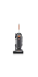 Hoover Commercial HushTone 13-Inch 2-Speed Upright Vacuum Cleaner with IntelliBelt, Quiet Bagged HEPA Filtered Professional Rated, 40-Foot Long Cord, CH54113, Gray/Orange