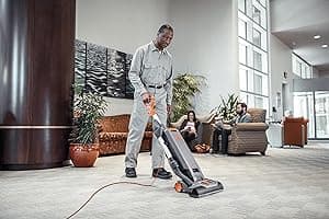 Hoover Commercial HushTone 13-Inch 2-Speed Upright Vacuum Cleaner with IntelliBelt, Quiet Bagged HEPA Filtered Professional Rated, 40-Foot Long Cord, CH54113, Gray/Orange