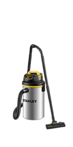 STANLEY SL18116 Wet/Dry Vacuum, 6 Gallon, 4 Horsepower, Stainless Steel Tank, 4.0 HP, Silver+Yellow